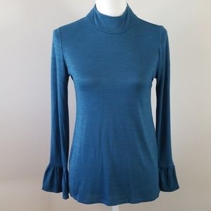 WHBM Tunic Long Ruffle turtleneck Sleeve Top.
